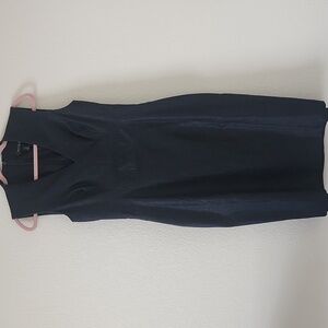 White House Black Market Deep Blue V-Neck Midi Dress